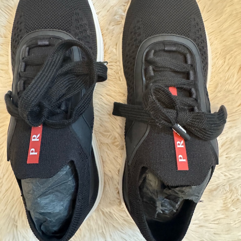 Prada Women’s Black and Red Sneakers